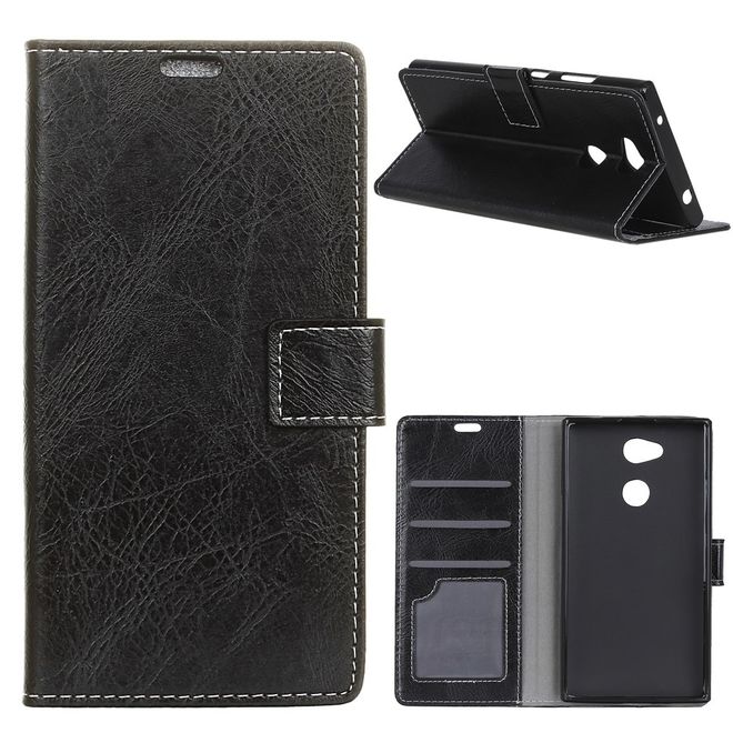 Sony Xperia XA2 Plus Handyhülle - Crazy Horse III Leder Series Case - schwarz