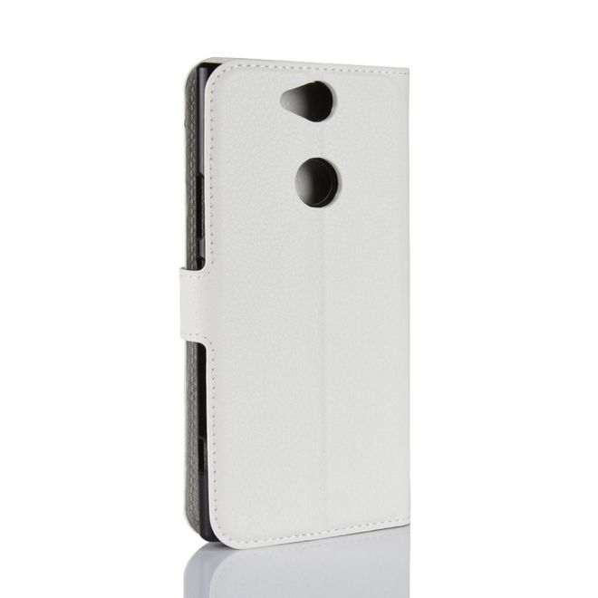 Sony Xperia XA2 Plus Handy Hülle - Litchi Leder Bookcover Series - weiss