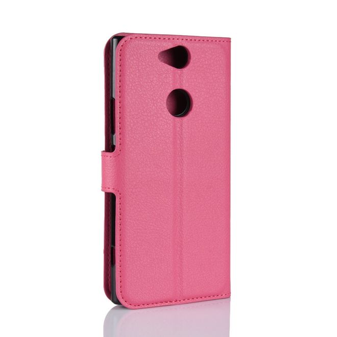 Sony Xperia XA2 Plus Handy Hülle - Litchi Leder Bookcover Series - rosa
