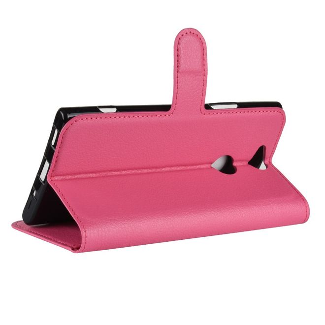 Sony Xperia XA2 Plus Handy Hülle - Litchi Leder Bookcover Series - rosa