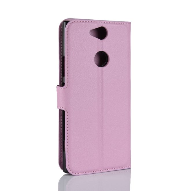 Sony Xperia XA2 Plus Handy Hülle - Litchi Leder Bookcover Series - pink