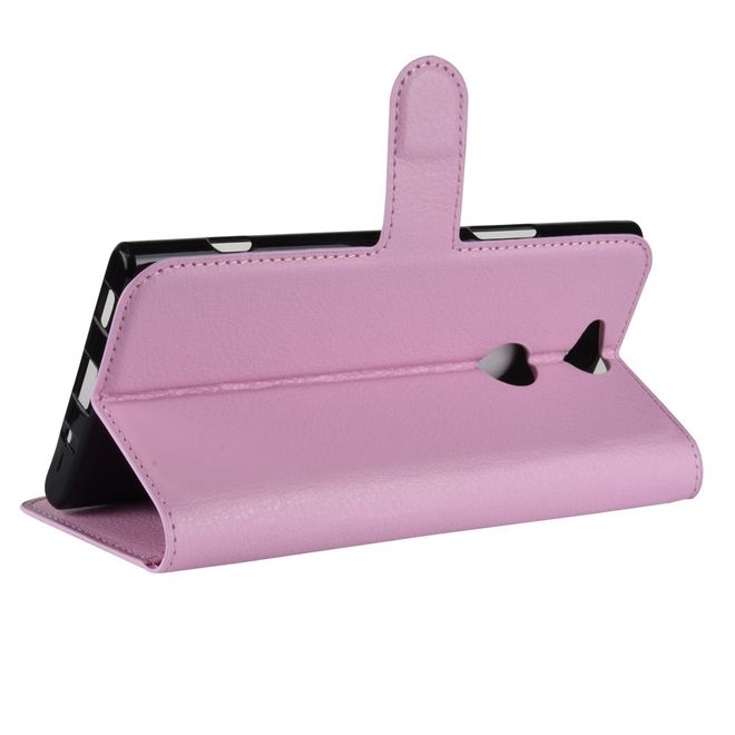 Sony Xperia XA2 Plus Handy Hülle - Litchi Leder Bookcover Series - pink