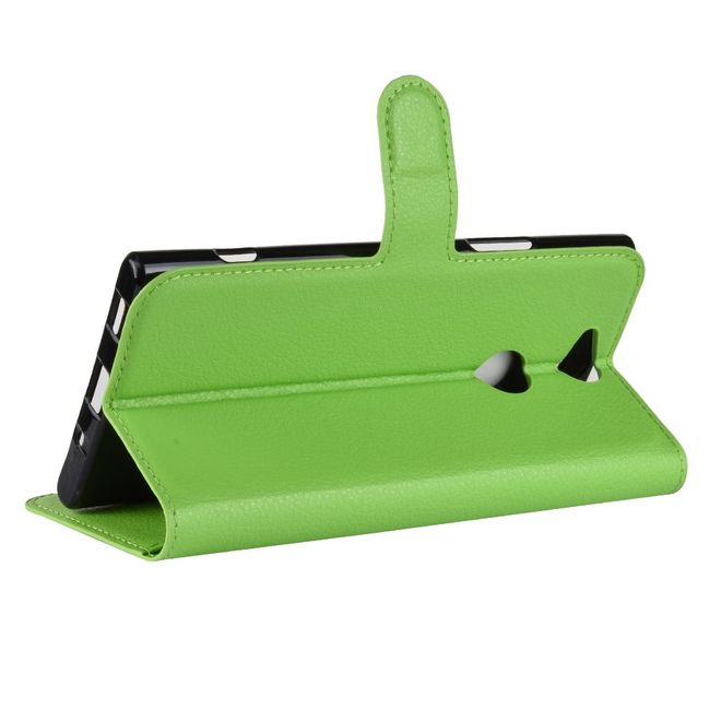 Sony Xperia XA2 Plus Handy Hülle - Litchi Leder Bookcover Series - grün