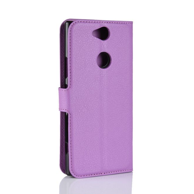 Sony Xperia XA2 Plus Handy Hülle - Litchi Leder Bookcover Series - purpur