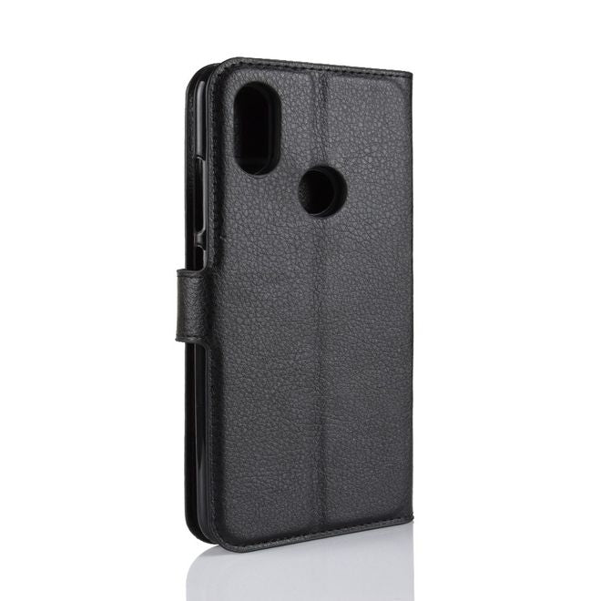 Xiaomi Mi A2 Handy Hülle - Litchi Leder Bookcover Series - schwarz