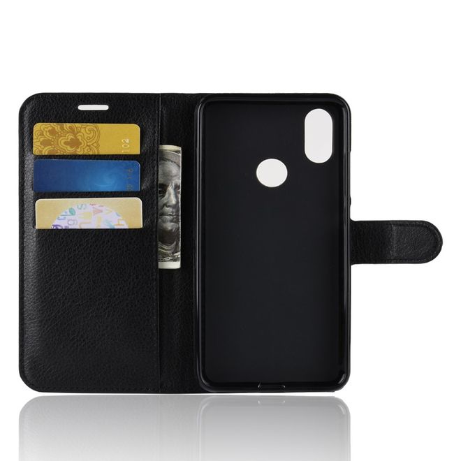 Xiaomi Mi A2 Handy Hülle - Litchi Leder Bookcover Series - schwarz