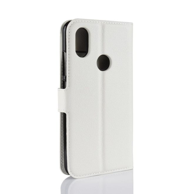 Xiaomi Mi A2 Handy Hülle - Litchi Leder Bookcover Series - weiss