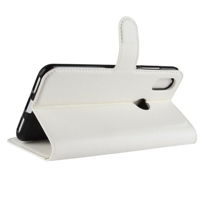 Xiaomi Mi A2 Handy Hülle - Litchi Leder Bookcover Series - weiss