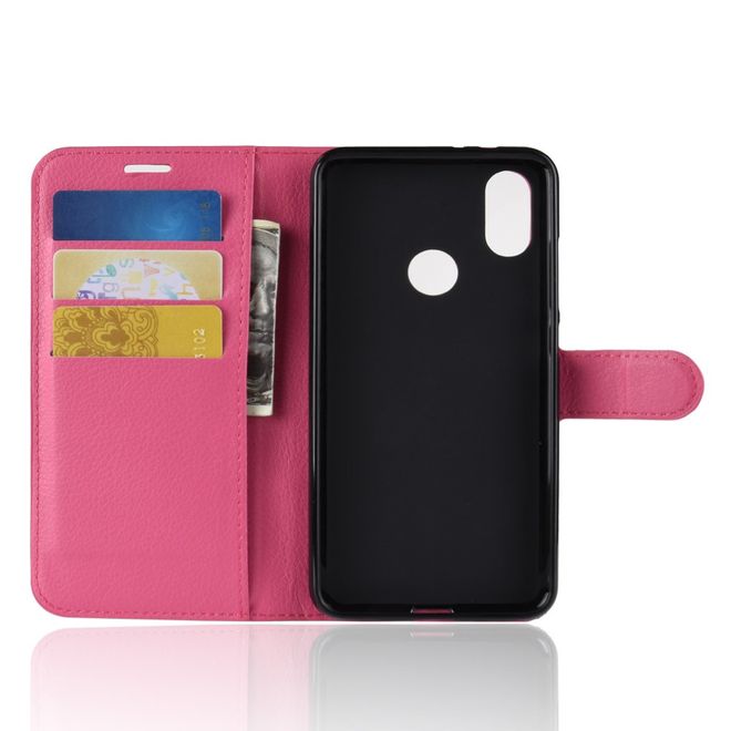 Xiaomi Mi A2 Handy Hülle - Litchi Leder Bookcover Series - rosa