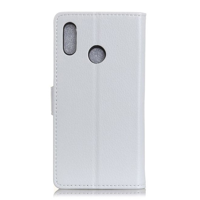 Xiaomi Mi A2 Lite Handy Hülle - Litchi Leder Bookcover II Series - weiss