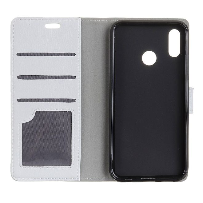 Xiaomi Mi A2 Lite Handy Hülle - Litchi Leder Bookcover II Series - weiss