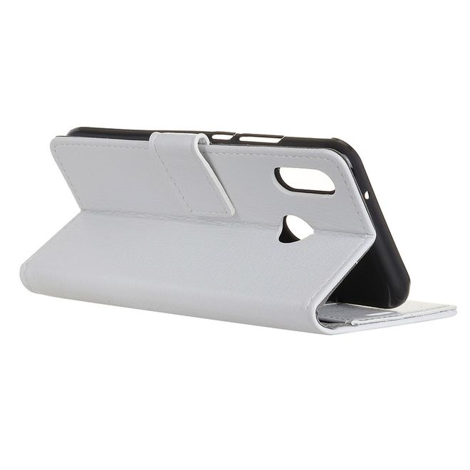Xiaomi Mi A2 Lite Handy Hülle - Litchi Leder Bookcover II Series - weiss
