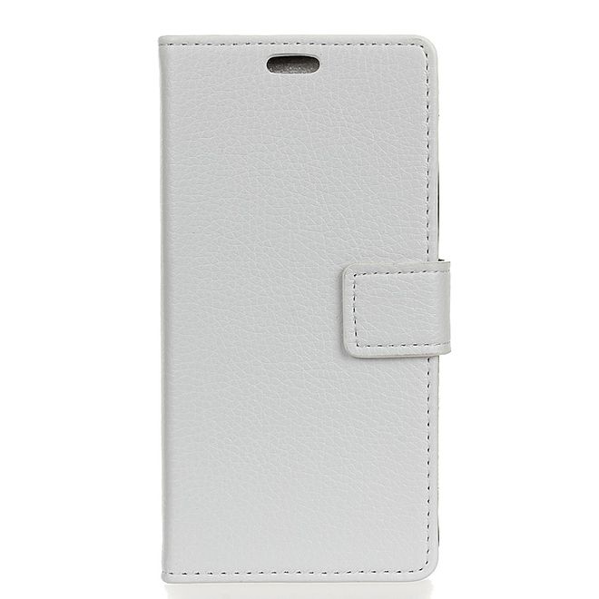 Xiaomi Mi A2 Lite Handy Hülle - Litchi Leder Bookcover II Series - weiss