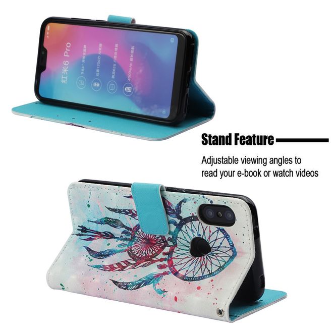 Xiaomi Mi A2 Lite Handyhülle - Cover aus Leder - Feder Traumfänger