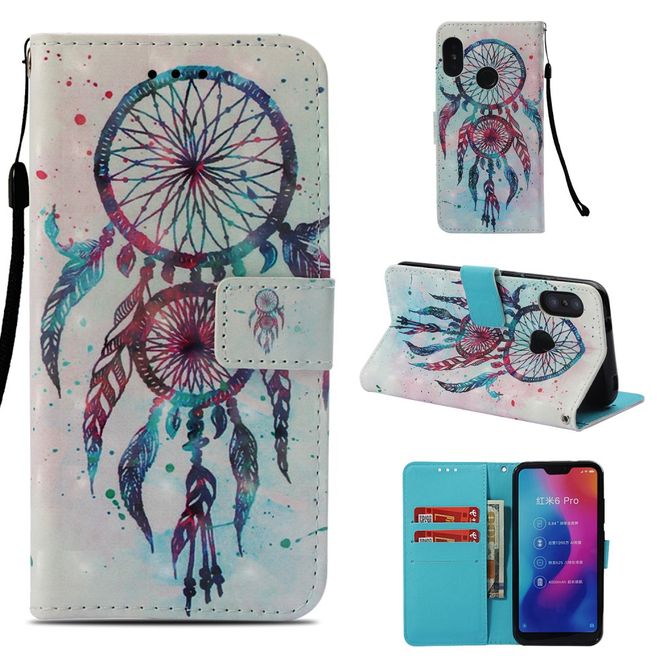 Xiaomi Mi A2 Lite Handyhülle - Cover aus Leder - Feder Traumfänger