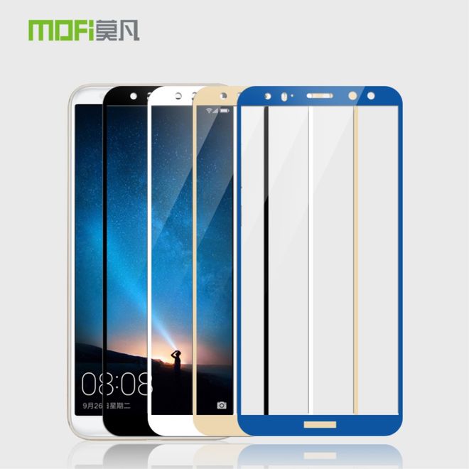 Mofi - Huawei Mate 10 Lite Schutzglas Displayschutz - Full Size - Panzer Glas - schwarz