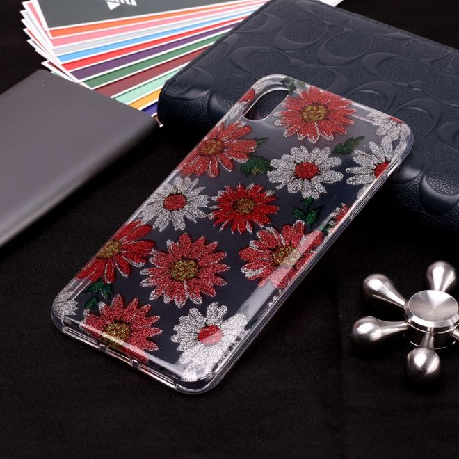 iPhone XS Max Case - Soft TPU Case - Red Flowers