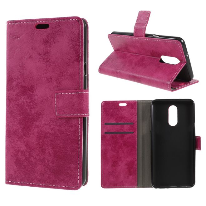 Étui pour LG Stylo 4 / Q Stylus - Collection Couverture Livre en Cuir Vintage - Rose