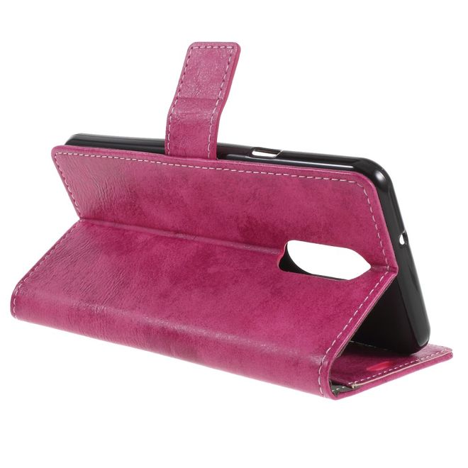 Étui pour LG Stylo 4 / Q Stylus - Collection Couverture Livre en Cuir Vintage - Rose