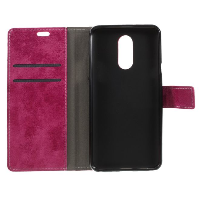 Étui pour LG Stylo 4 / Q Stylus - Collection Couverture Livre en Cuir Vintage - Rose