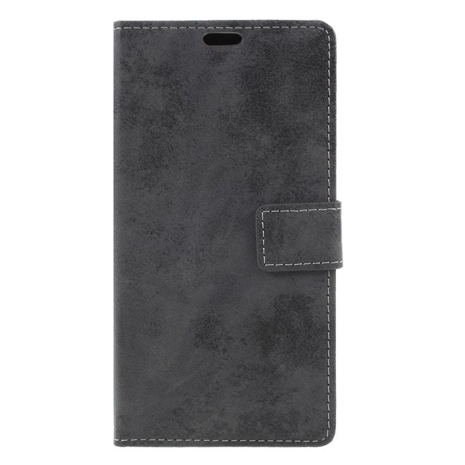 Étui pour LG Stylo 4 / Q Stylus - Collection Couverture Livre en Cuir Vintage - Gris