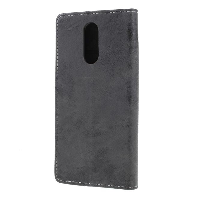 Étui pour LG Stylo 4 / Q Stylus - Collection Couverture Livre en Cuir Vintage - Gris