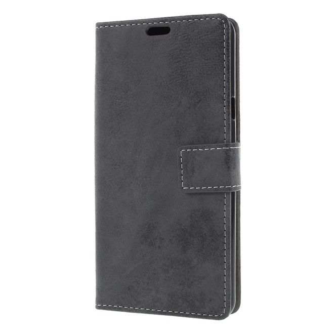 Étui pour LG Stylo 4 / Q Stylus - Collection Couverture Livre en Cuir Vintage - Gris