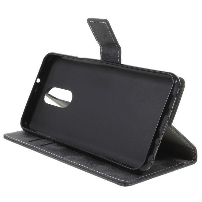 Étui pour LG Stylo 4 / Q Stylus - Collection Couverture Livre en Cuir Vintage - Gris