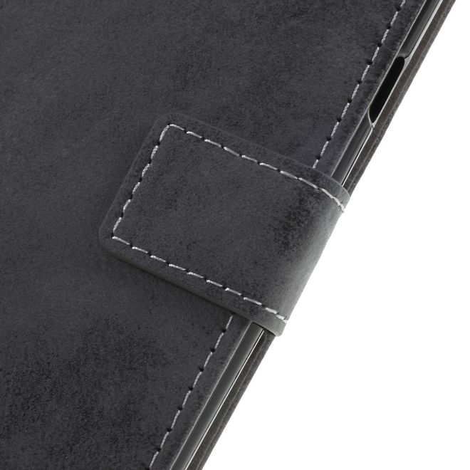 Étui pour LG Stylo 4 / Q Stylus - Collection Couverture Livre en Cuir Vintage - Gris