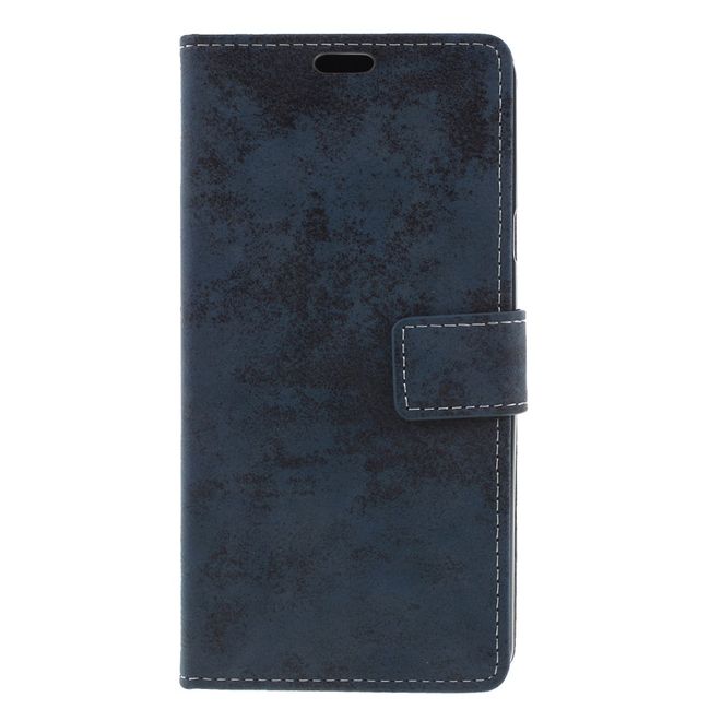 Étui pour LG Stylo 4 / Q Stylus - Collection Couverture Livre en Cuir Vintage - Bleu