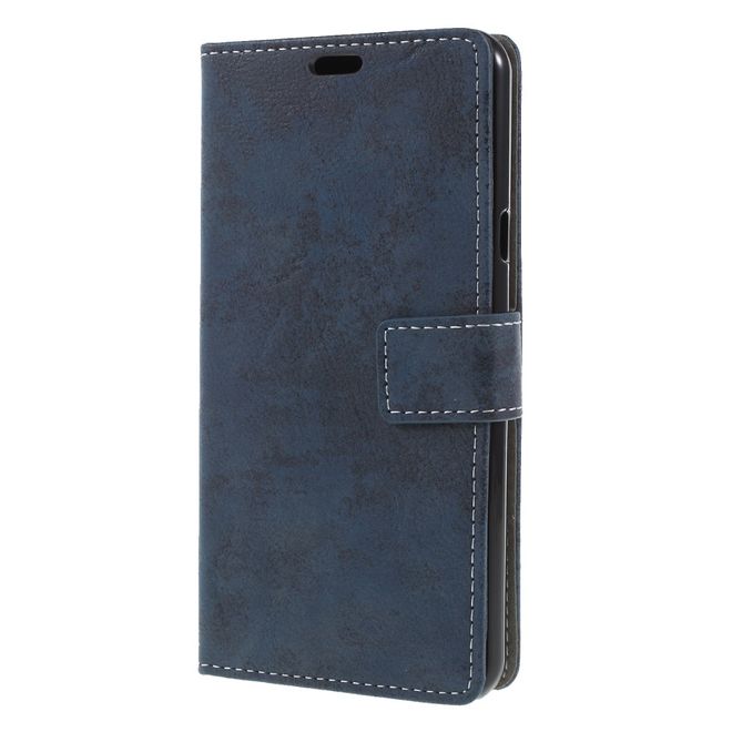 Étui pour LG Stylo 4 / Q Stylus - Collection Couverture Livre en Cuir Vintage - Bleu
