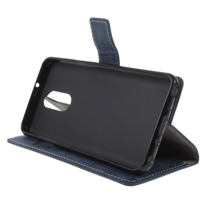 Étui pour LG Stylo 4 / Q Stylus - Collection Couverture Livre en Cuir Vintage - Bleu