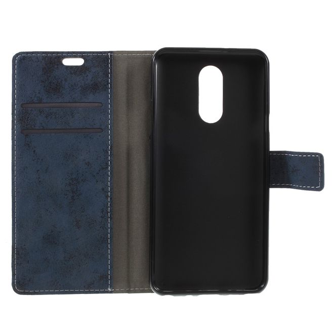 Étui pour LG Stylo 4 / Q Stylus - Collection Couverture Livre en Cuir Vintage - Bleu