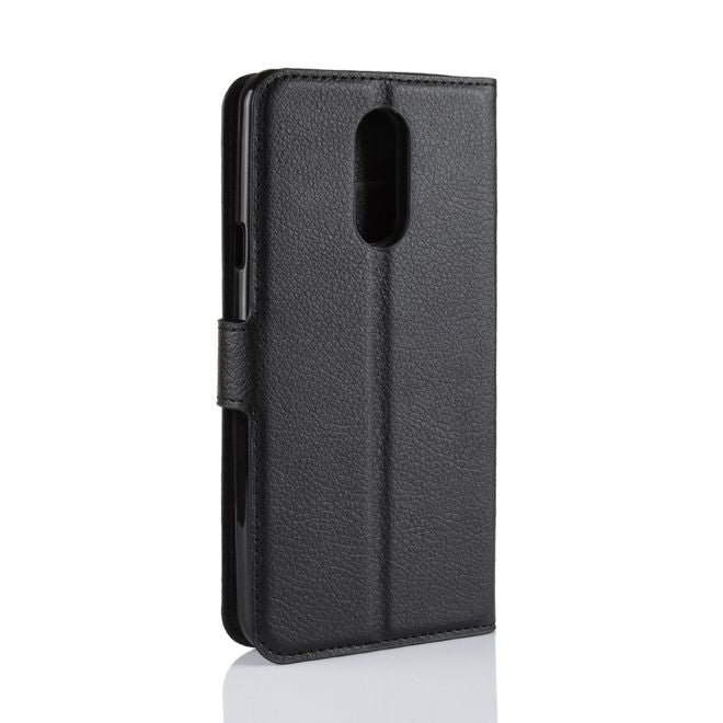 Étui pour LG Stylo 4 / Q Stylus - Collection Litchi Leather Bookcover - Noir