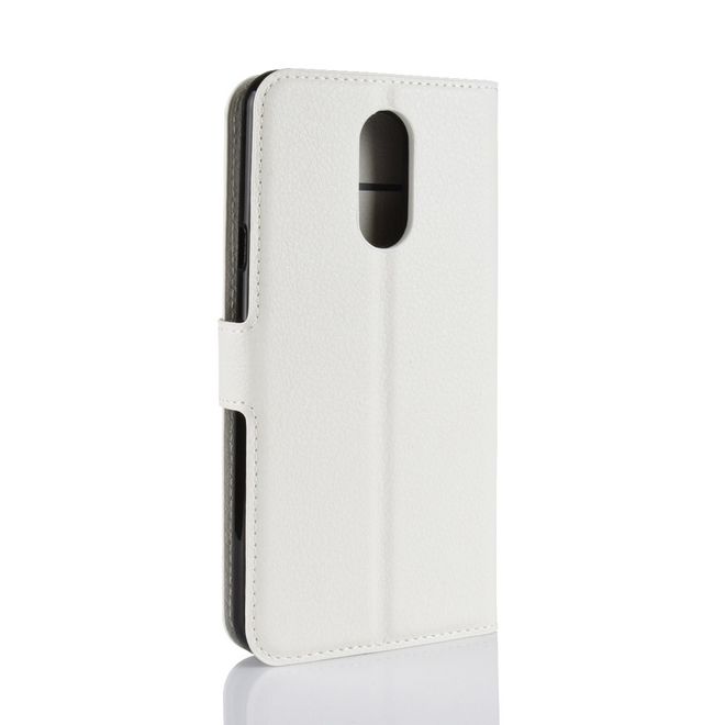 Étui pour LG Stylo 4 / Q Stylus - Collection Litchi Leather Bookcover - Blanc