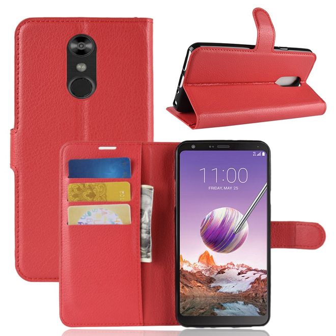 Étui pour LG Stylo 4 / Q Stylus - Collection Litchi Leather Bookcover - rouge