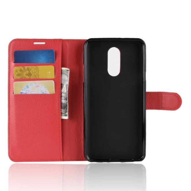 Étui pour LG Stylo 4 / Q Stylus - Collection Litchi Leather Bookcover - rouge