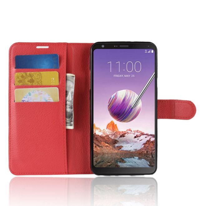 Étui pour LG Stylo 4 / Q Stylus - Collection Litchi Leather Bookcover - rouge