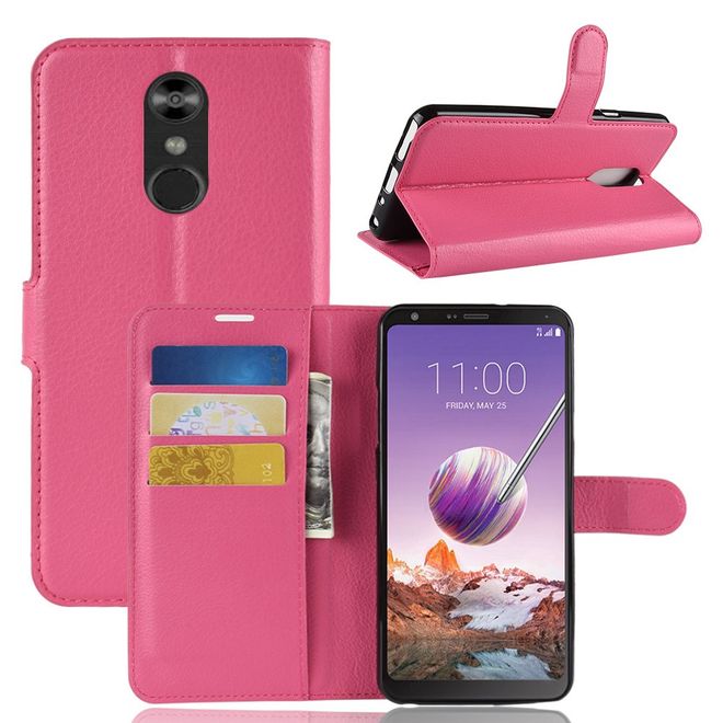 LG Stylo 4 / Q Stylus Handy Hülle - Litchi Leder Bookcover Series - rosa