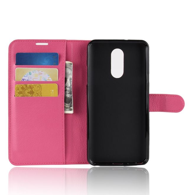 LG Stylo 4 / Q Stylus Handy Hülle - Litchi Leder Bookcover Series - rosa