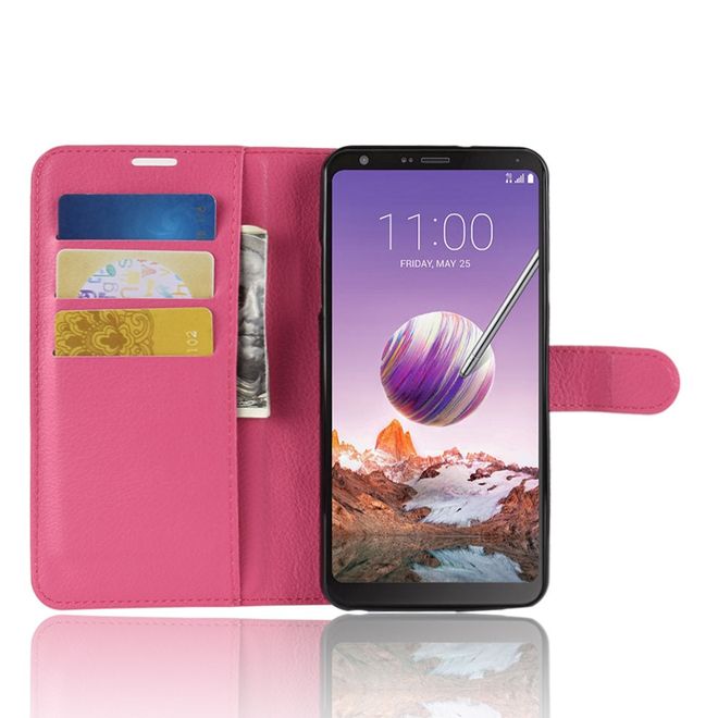 LG Stylo 4 / Q Stylus Handy Hülle - Litchi Leder Bookcover Series - rosa