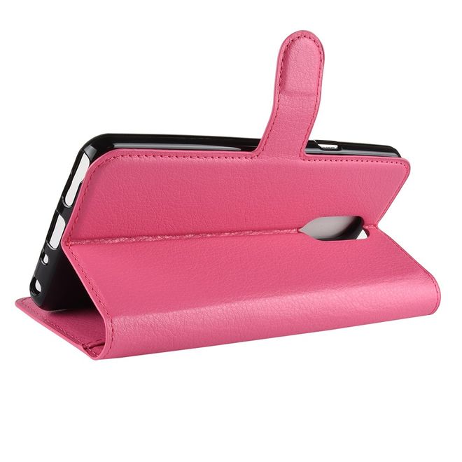 LG Stylo 4 / Q Stylus Handy Hülle - Litchi Leder Bookcover Series - rosa