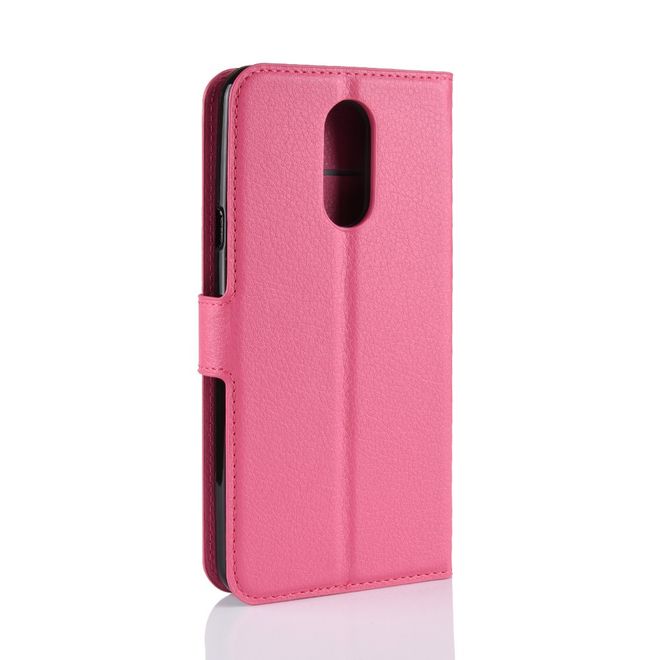 LG Stylo 4 / Q Stylus Handy Hülle - Litchi Leder Bookcover Series - rosa