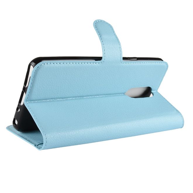 LG Stylo 4 / Q Stylus Handy Hülle - Litchi Leder Bookcover Series - blau