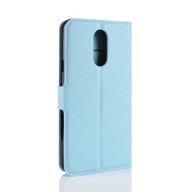 LG Stylo 4 / Q Stylus Handy Hülle - Litchi Leder Bookcover Series - blau