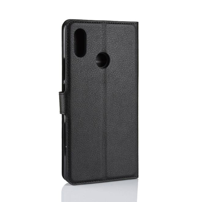 Xiaomi Mi Max 3 Handy Hülle - Litchi Leder Bookcover Series - schwarz