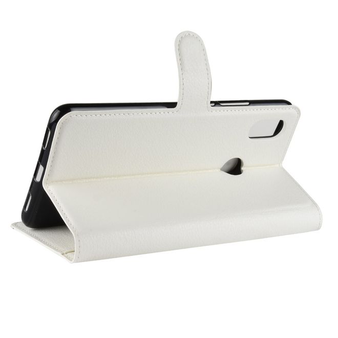 Xiaomi Mi Max 3 Handy Hülle - Litchi Leder Bookcover Series - weiss