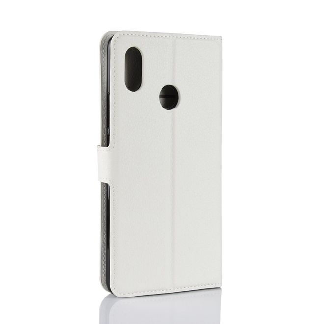 Xiaomi Mi Max 3 Handy Hülle - Litchi Leder Bookcover Series - weiss