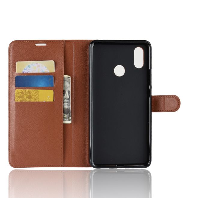Xiaomi Mi Max 3 Handy Hülle - Litchi Leder Bookcover Series - braun