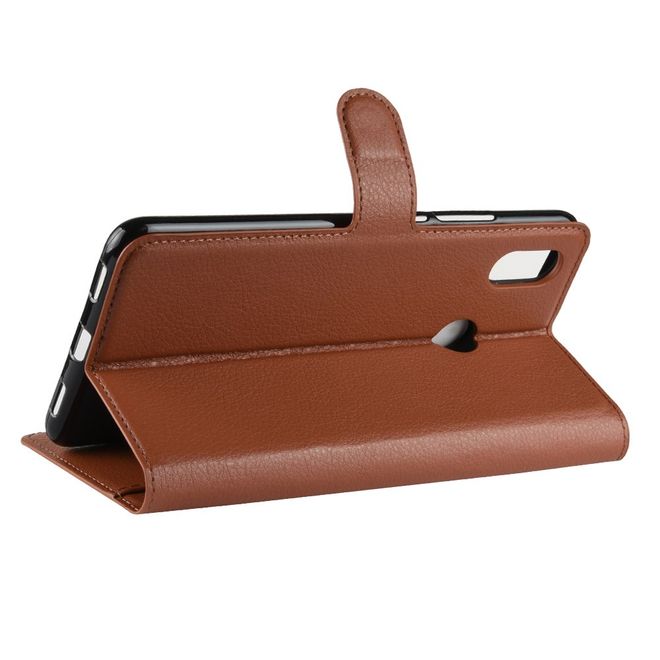 Xiaomi Mi Max 3 Handy Hülle - Litchi Leder Bookcover Series - braun